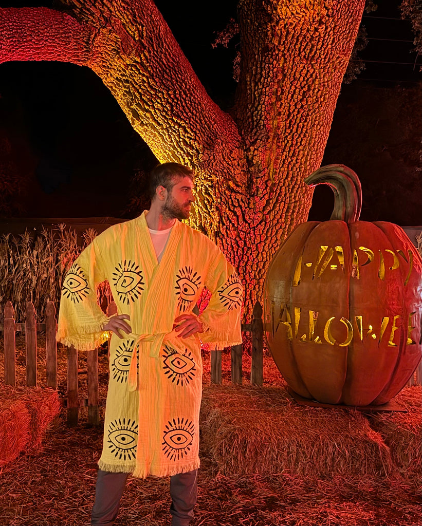 Yellow Eye Kimono – Organic Cotton Evil Eye Kimono by Otantica Home